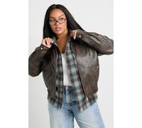 Boohoo Plus Pu Elasticated Hem Jacket In Chocolate chocolate 22