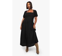 Boohoo Plus Puff Sleeve Maxi Smock Dress In Black black 20