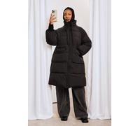 Boohoo Plus Quilt Longline Puffer Jacket In Black black 18