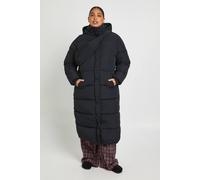Boohoo Plus Quilted Tie Waist Puffer Coat And Bag In Black black 22