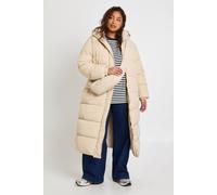Boohoo Plus Quilted Tie Waist Puffer Coat And Bag In Stone stone 26