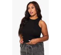 Boohoo Plus Rib Racer Vest Top In Black black 26