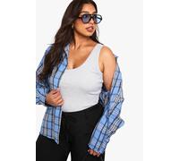 Boohoo Plus Rib Thick Binding Cami Top In Ash Grey ash grey 26