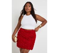 Boohoo Plus Rose Trim Mini Skirt In Red red 16