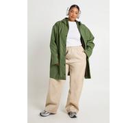 Boohoo Plus Rubberised Rain Midi Parka Coat In Light Khaki light khaki 26