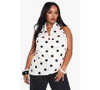 Boohoo Plus Satin Polka Cowl Neck Top In Black black 28