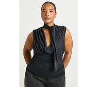 Boohoo Plus Scarf Wrap Cowl Neck Top In Black black 16