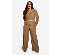 Boohoo Plus Seam Detail Wide Leg Tailored Trouser In Taupe taupe 24