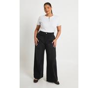 Boohoo Plus Seam Front Detail Wide Leg In Washed Black washed black 20