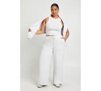 Boohoo Plus Side Stripe Wide Leg Joggers In Grey Marl grey marl 20