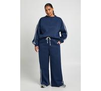 Boohoo Plus Side Stripe Wide Leg Joggers In Navy navy 24