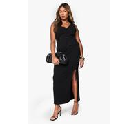 Boohoo Plus Soft Rib Maxi Skirt In Black black 28
