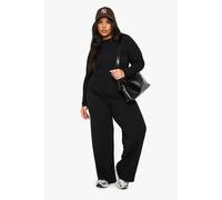 Boohoo Plus Soft Rib Wide Leg Trouser In Black black 28