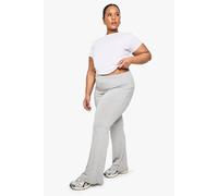 Boohoo Plus Soft Touch Fold Over Flared Trouser In Grey Marl grey marl 22