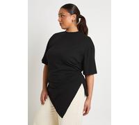 Boohoo Plus Split Side Ruched T-Shirt In Black black 16