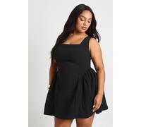 Boohoo Plus Square Neck Skater Dress In Black black 22