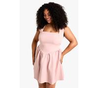 Boohoo Plus Square Neck Sleeveless Mini Skater Dress In Blush blush 24