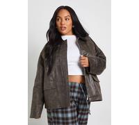 Boohoo Plus Stitch Detail Collared Jacket In Charcoal charcoal 28