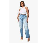 Boohoo Plus Straight Leg Washed Jean In Light Wash light wash 26