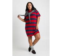 Boohoo Plus Stripe Collared Knit Dress red 28