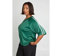 Boohoo Plus Stripe Football Top In Green green 28