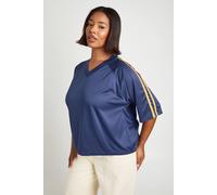 Boohoo Plus Stripe Football Top In Navy navy 18