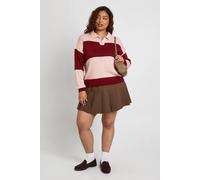 Boohoo Plus Stripe Rugby Knitted Jumper In Pink pink 24-26