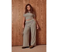 Boohoo Plus Stripe Straight Leg Trouser In Lemon lemon 28