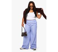 Boohoo Plus Stripe Wide Leg Trouser In Blue blue 18