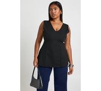 Boohoo Plus Structured Peplum Top In Black black 16