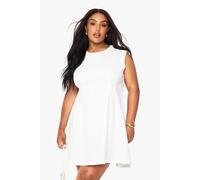 Boohoo Plus Structured Pleated Shift Dress In White white 28