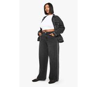 Boohoo Plus Studded Wide Leg Jean In Black black