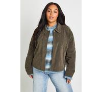 Boohoo Plus Suede Collared Jacket In Khaki khaki 22
