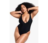 Boohoo Plus Swimwear Essentials Plunge Tummy Control Swimsuit In Black black 26