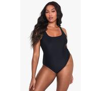 Boohoo Plus Swimwear Essentials Square Neck Tummy Control Swimsuit In Black black 28