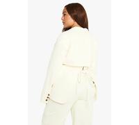 Boohoo Plus Tailored Open Back Tie Detail Blazer In Buttermilk buttermilk 22