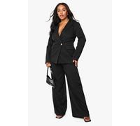 Boohoo Plus Tailored Pleated Wide Leg Trouser In Black black 22