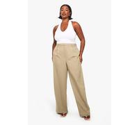Boohoo Plus Tailored Seam Detail Straight Leg Trouser In Stone stone 16