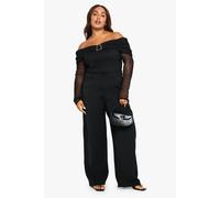 Boohoo Plus Tailored Wide Leg Trouser In Black black 28