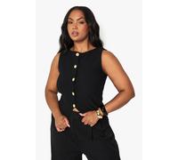 Boohoo Plus Textured Button Through Waistcoat In Black black 28