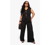 Boohoo Plus Tie Front Sleeveless Top And Paperbag Trouser Co-Ord In Black black 26