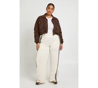 Boohoo Plus Tricot Side Stripe Wide Leg Jogger In Cream cream 18