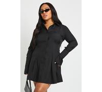 Boohoo Plus Utility Cotton Shirt Dress In Black black 18