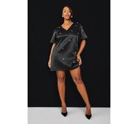 Boohoo Plus V Neck Shift Diamante Overall In Black black 28