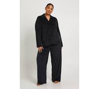 Boohoo Plus Velour Fleece Button Up Pj Set In Black black 18