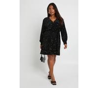 Boohoo Plus Velvet Sequin Wrap Mini Dress In Black black 28