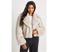 boohoo Women's Plus Vintage Look Faux Fur Coat in Cream | Size: 28