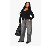 Boohoo Plus Washed Grey Straight Leg Denim Jean In Ice Grey ice grey 28