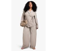 Boohoo Plus Wide Leg Tailored Trouser In Mushroom mushroom 28
