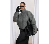 Boohoo Plus Wool Look Oversized Jacket In Charcoal charcoal 18
